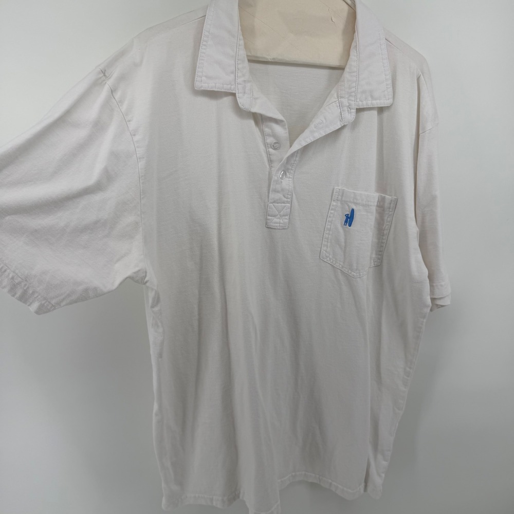 Johnnie-O West Coast Prep Mens XXL White Cotton Short Sleeve Pocket Polo Shirt